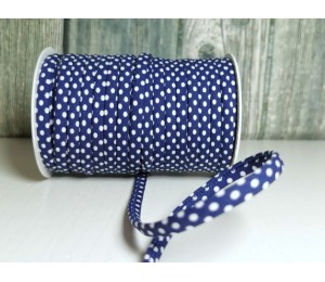 Spaghetti Band Kordel 7mm Polka Dots Pünkchten marine blau